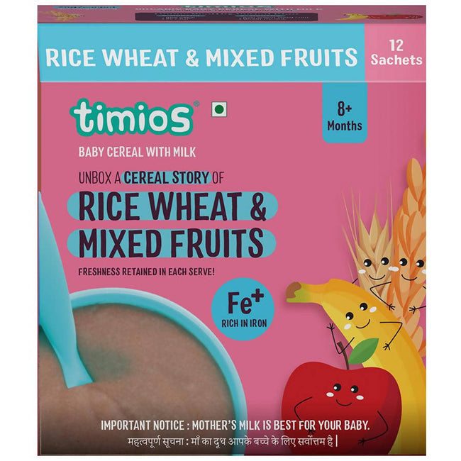 Timios Organic Rice Wheat Mixed Fruit Baby Cereal Hover Image
