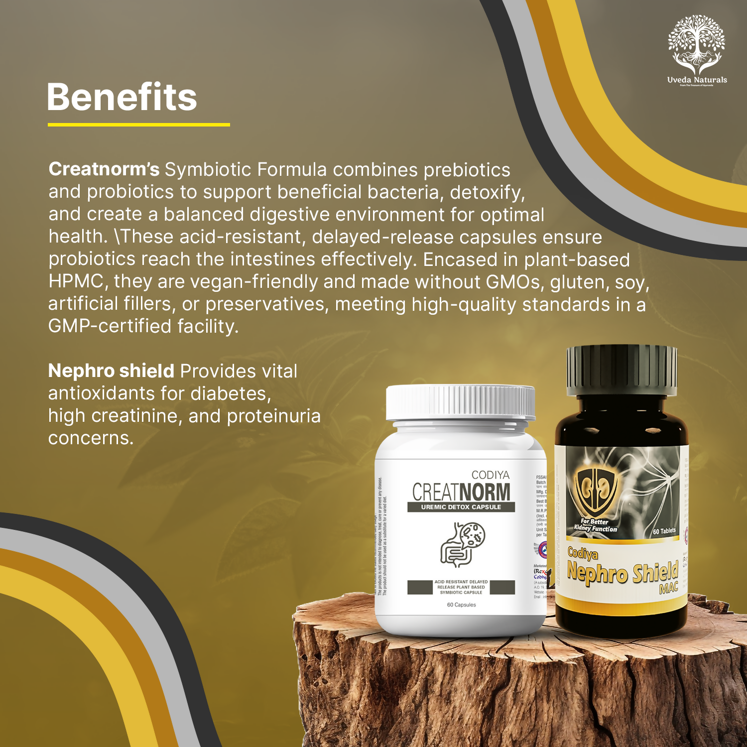 Uveda Naturals Codiya Nephroshield Mac & Creatnorm Capsules Combo