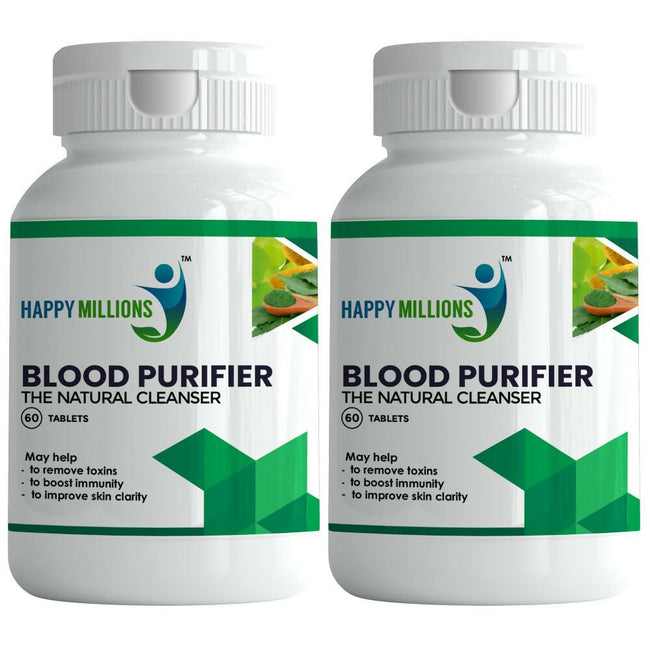 HappyMillions Blood Purifier Tablets | Ayurvedic Detox for Clear Skin & Immunity Boost Main Image