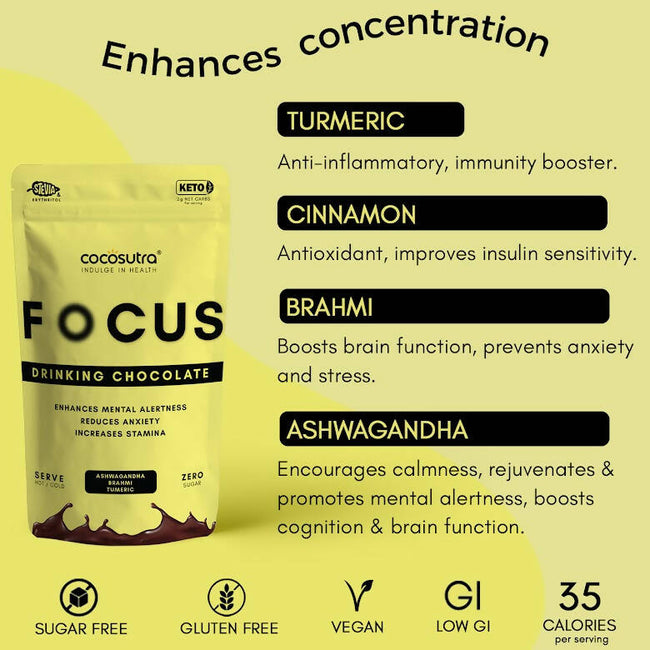 Cocosutra Lite - Focus - Sugar Free Drinking Chocolate Mix Main Image