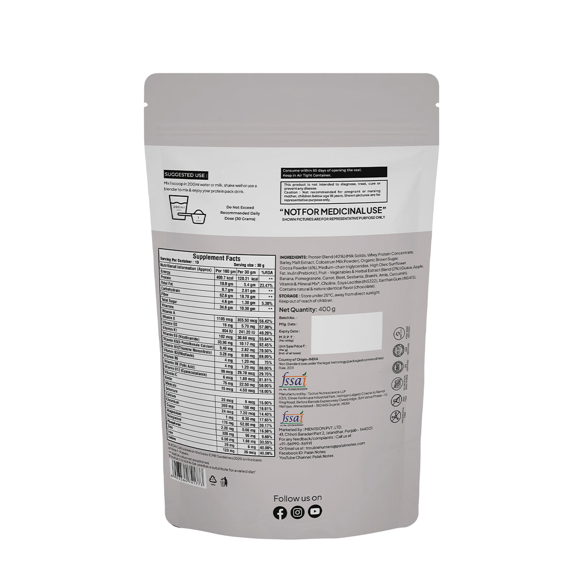 Miduty by Palak Notes Kids Chocolate Shake Powder