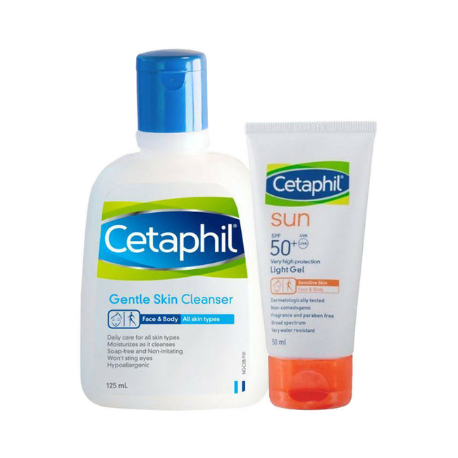 Cetaphil Gentle Skin Cleanser & Sun SPF 50 Light Gel Combo Hover Image