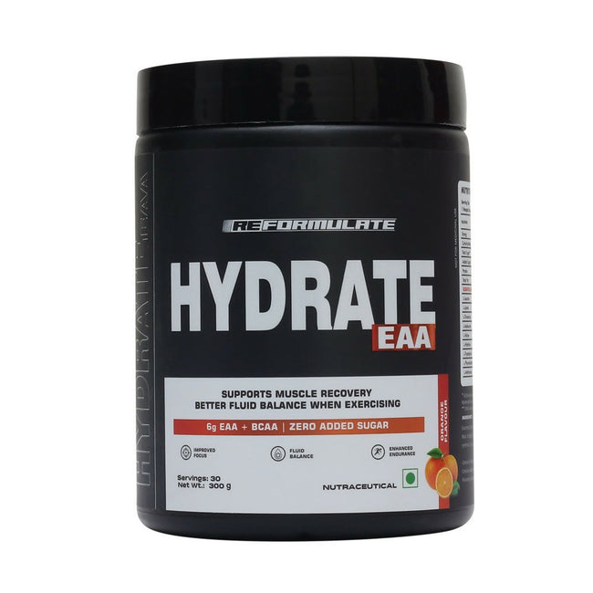 Reformulate Hydrate EAA I Supports Muscle Recovery | Zero Added Sugar | Improved Focus I Fluid Balance - Orange Hover Image