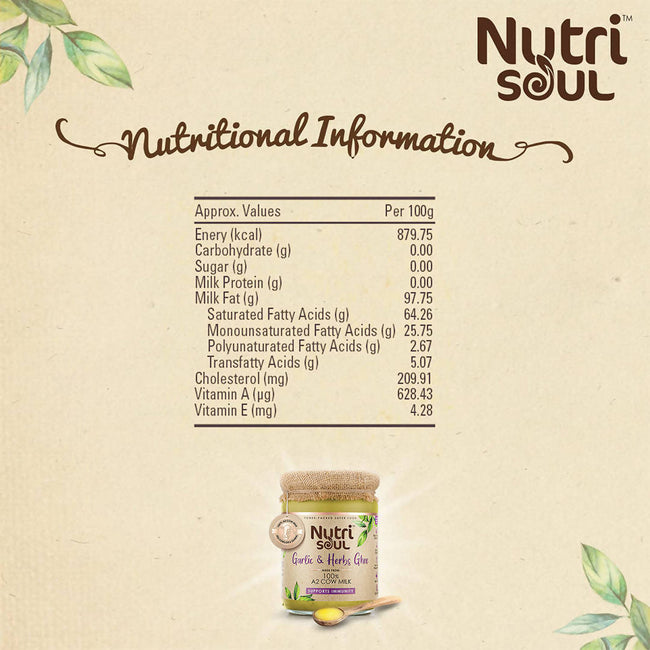 Nutrisoul Garlic & Herbs Ghee | Rich in Antioxidants | Pure Ghee Supports Immunity & Health Main Image