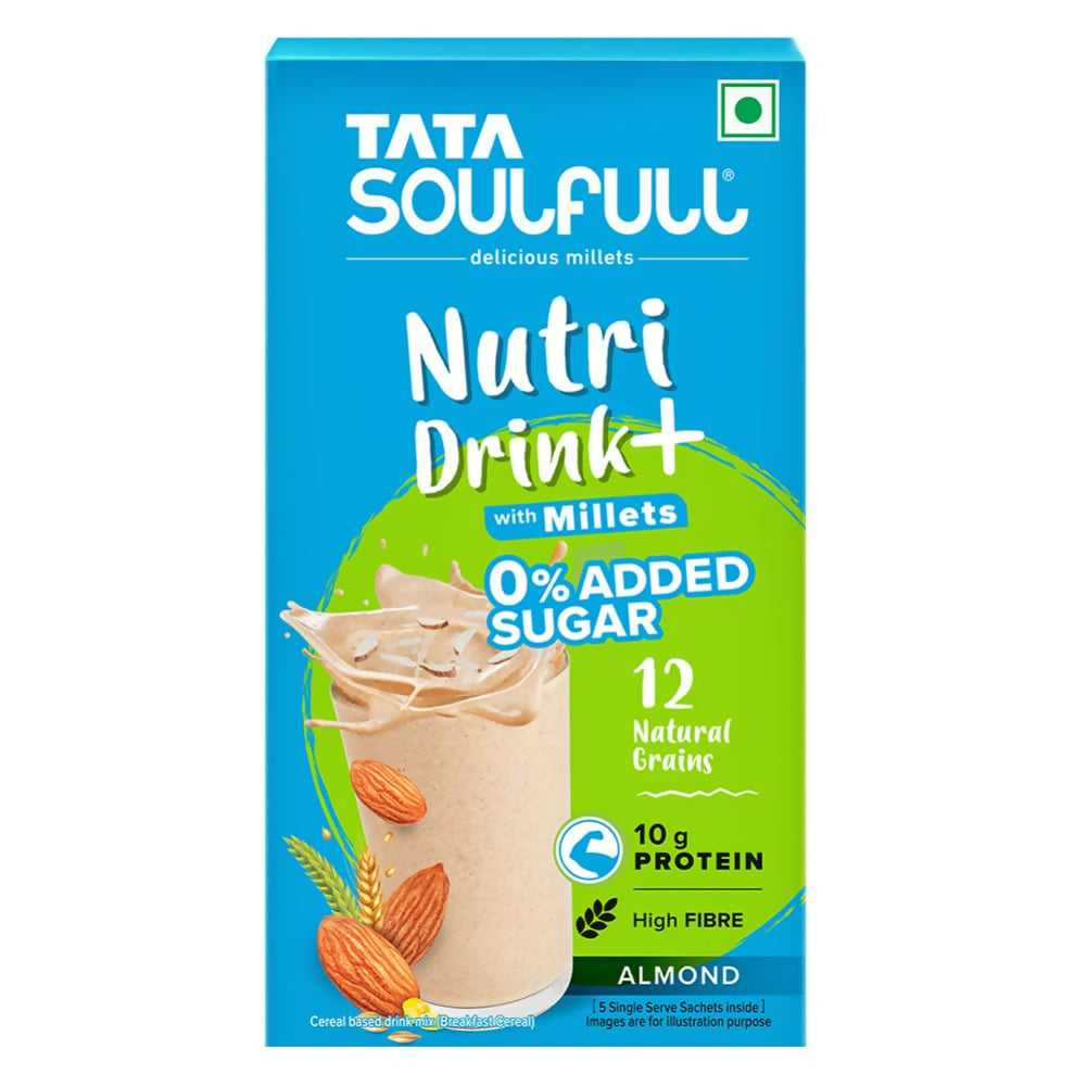 Tata Soulfull Nutri Drink+ With Millets, 0% Added Sugar - Almond Flavor