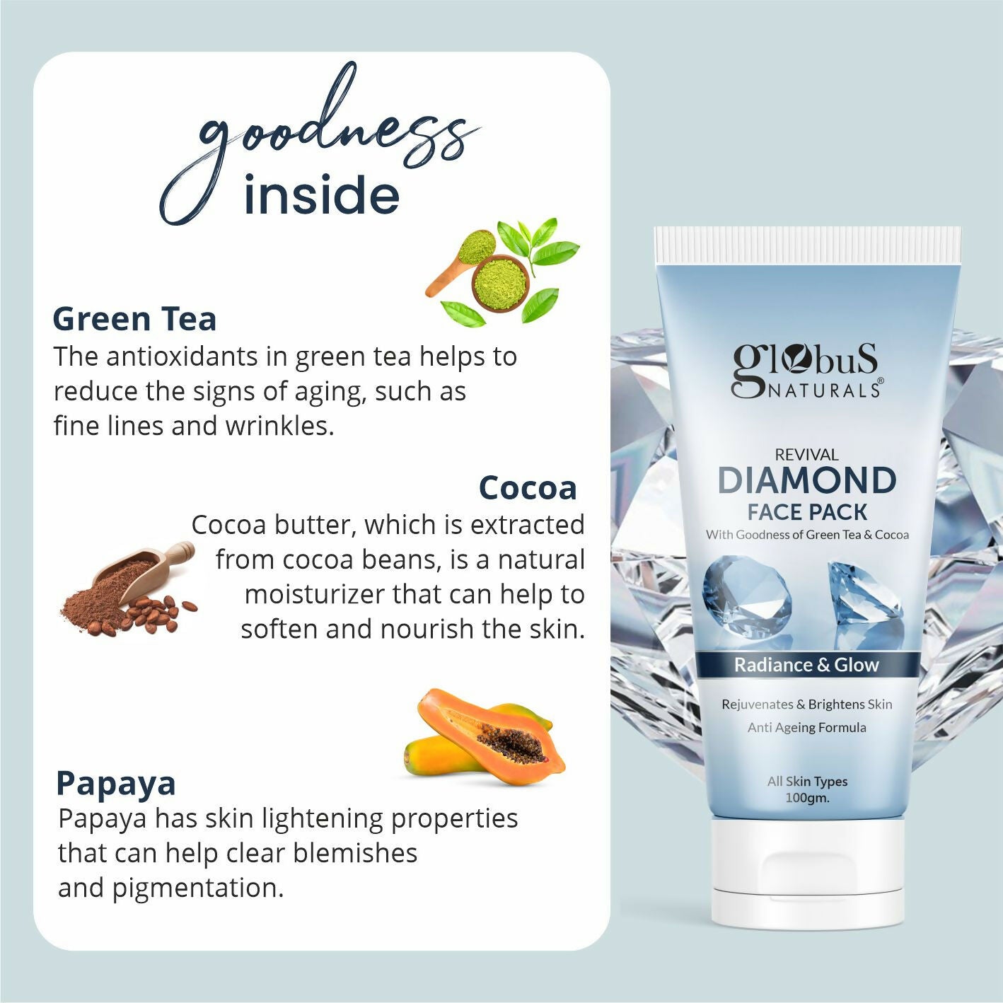 Globus Naturals Revival Diamond Face Pack, Natural & Ayurvedic Formula