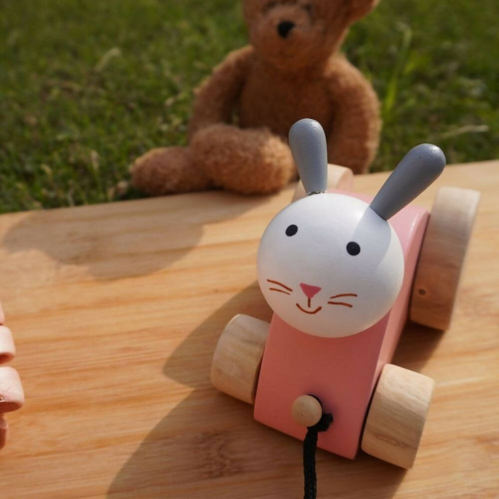 Matoyi Rabbit Wooden Pull Along Toy For Kids