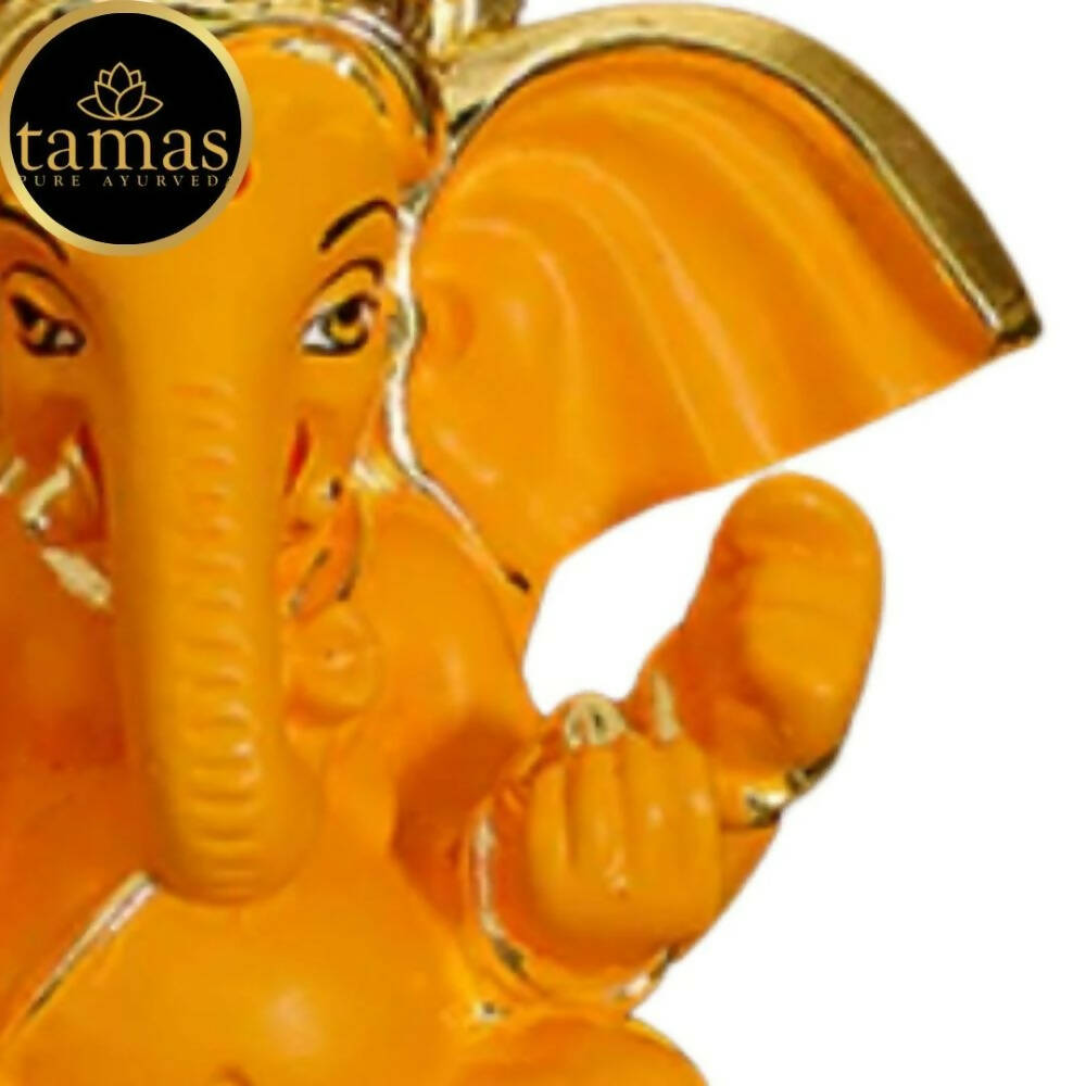 Tamas Gold-Polished Gaj Karna Ganesh Idol Orange & gold Color