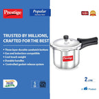 Prestige Popular Stainless Steel Pressure Cooker, Silver Color