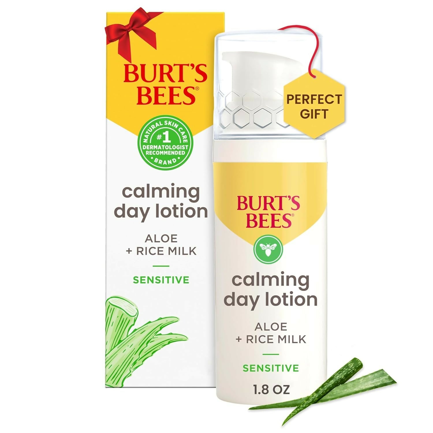 Burt's Bees Calming Day Lotion with Aloe + Rice Milk for Sensitive Skin