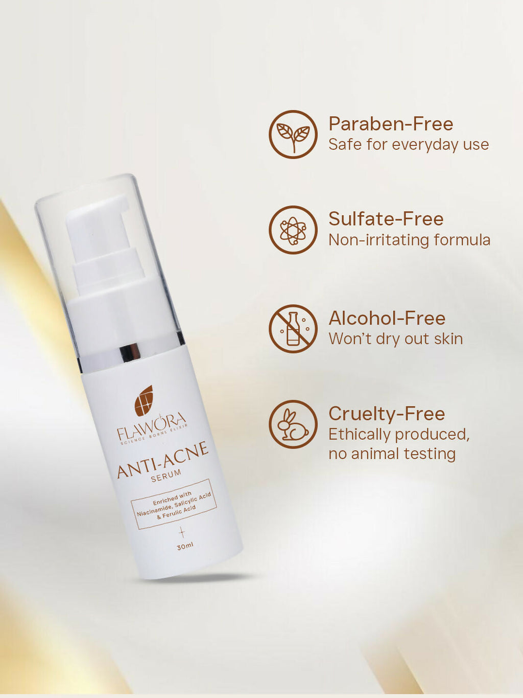 Flawora Anti-Grey Hair Serum For Reversing Grey Hair and Anti Acne Serum to reduce Blackheads and Open Pores