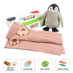 Nesta Toys Newborn Gift Set - Knitted Cotton Blanket, Penguin Plush Toy, Elephant & Car Teether