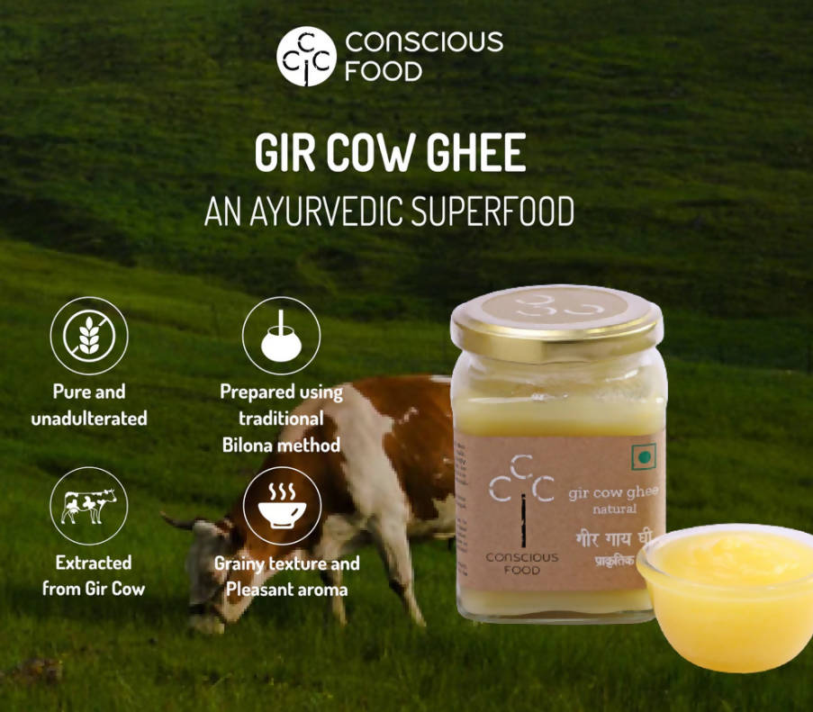 Conscious Food A2 Gir Cow Ghee (Bilona Preparation) | 100% Gir Cow Ghee | Homemade & Organic Ghee