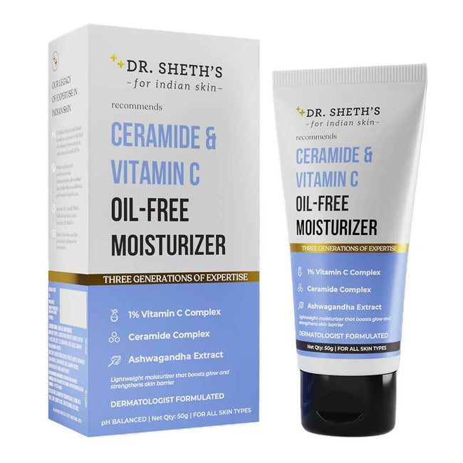 Dr. Sheth's Ceramide & Vitamin C Oil Free Moisturizer Hydrate & Brighten Skin With Vitamin C, Ceramide & Ashwagandha, For All Skin Types Hover Image