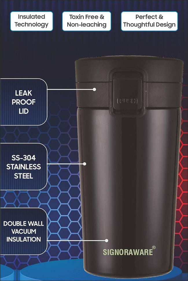 Signoraware Hot Pour Coffeemate Insulated Mug Tumbler - 350 ml (Black) Main Image
