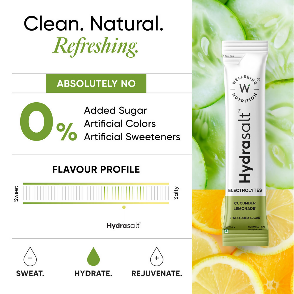 Wellbeing Nutrition Hydrasalt Electrolyte Drink Instant Hydration, Cucumber Lemonade