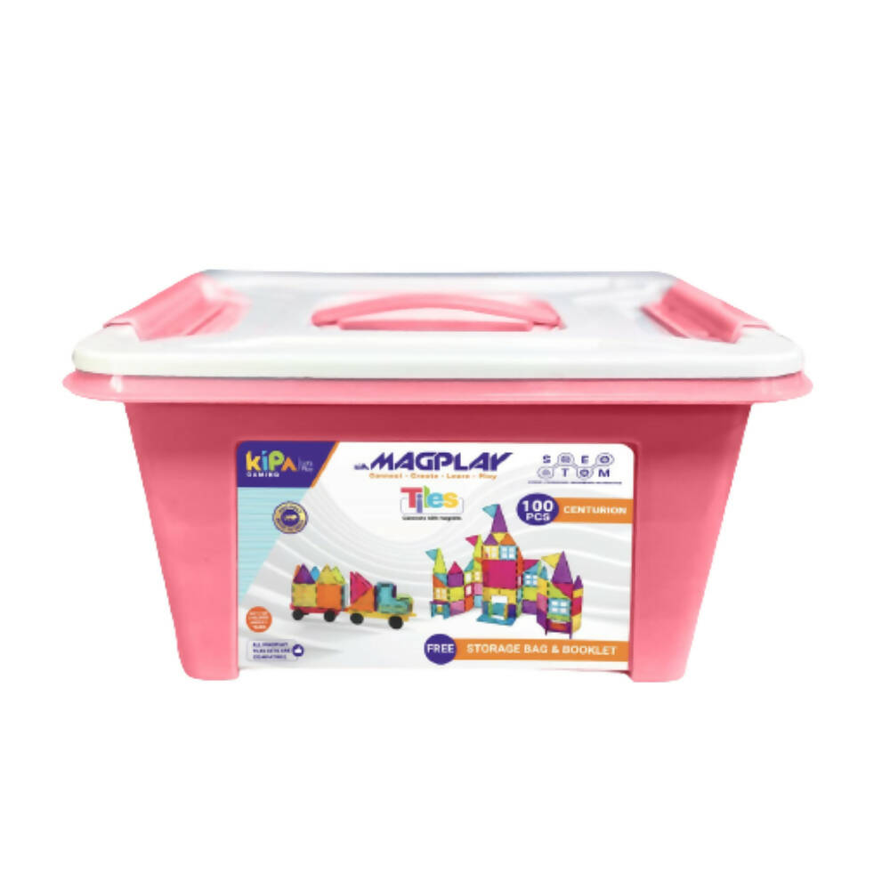 Kipa MagPlay Centurian 100 Pieces Magnetic Tiles Set Constructing and Creative Learning Educational Stem Toy with Smart Outdoor BagPack Kids
