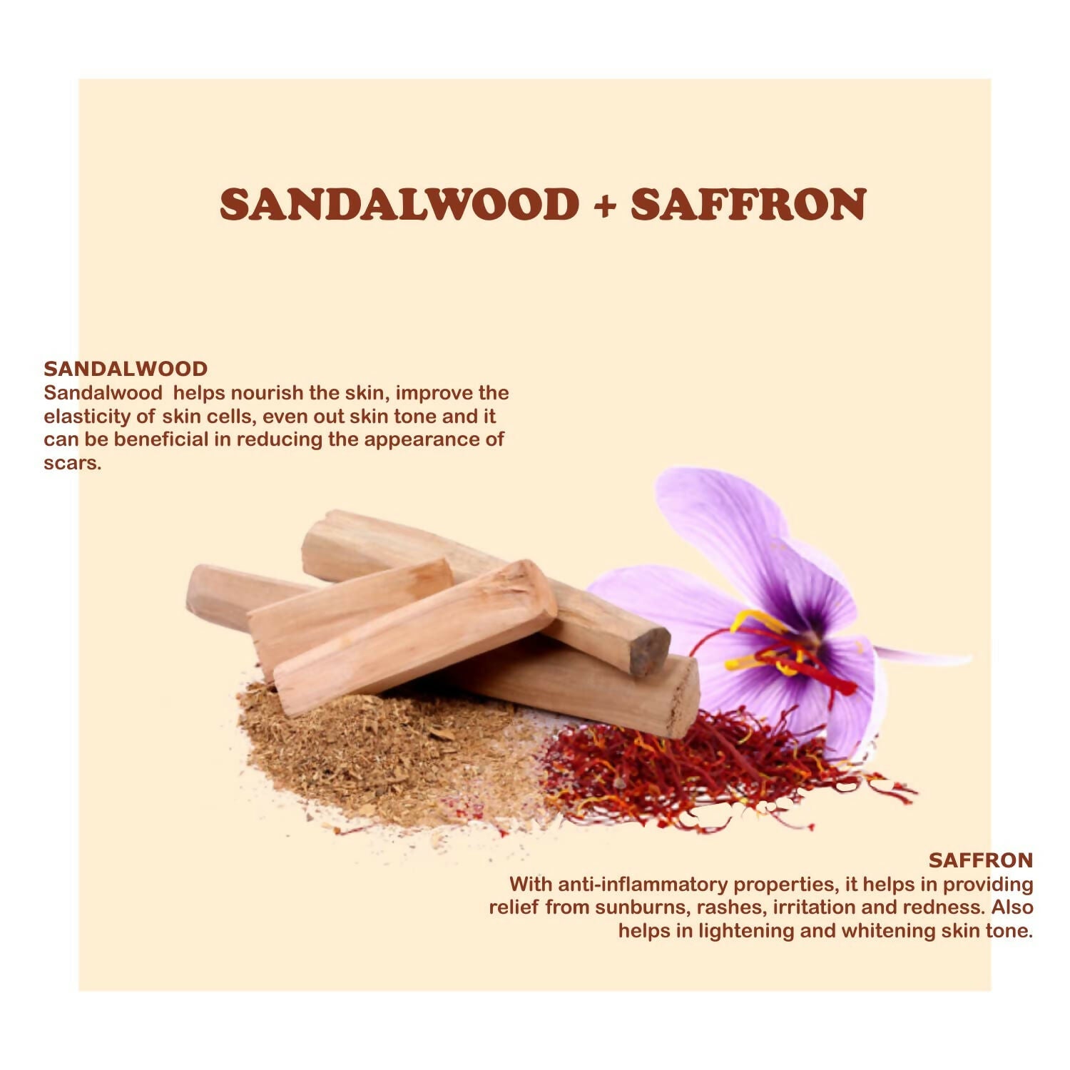 Kimayra Sandalwood + Saffron Face Pack Powder For Brighter Skin Tone, Helps In Anti-Ageing & Soothes Skin