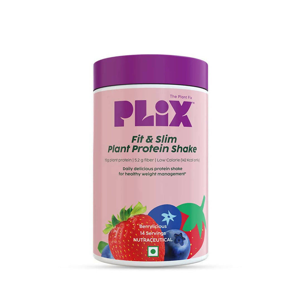 PLIX The Plant Fix Fit & Slim Smoothie Plant Protein Shake Powder - Strawberry