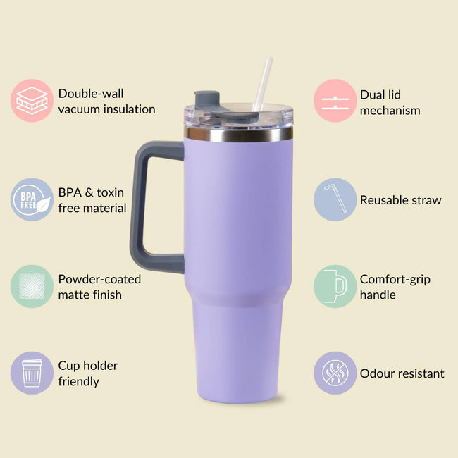 Nestasia Tumbler with Handle Straw & Lid - 1.2L (Purple) Main Image