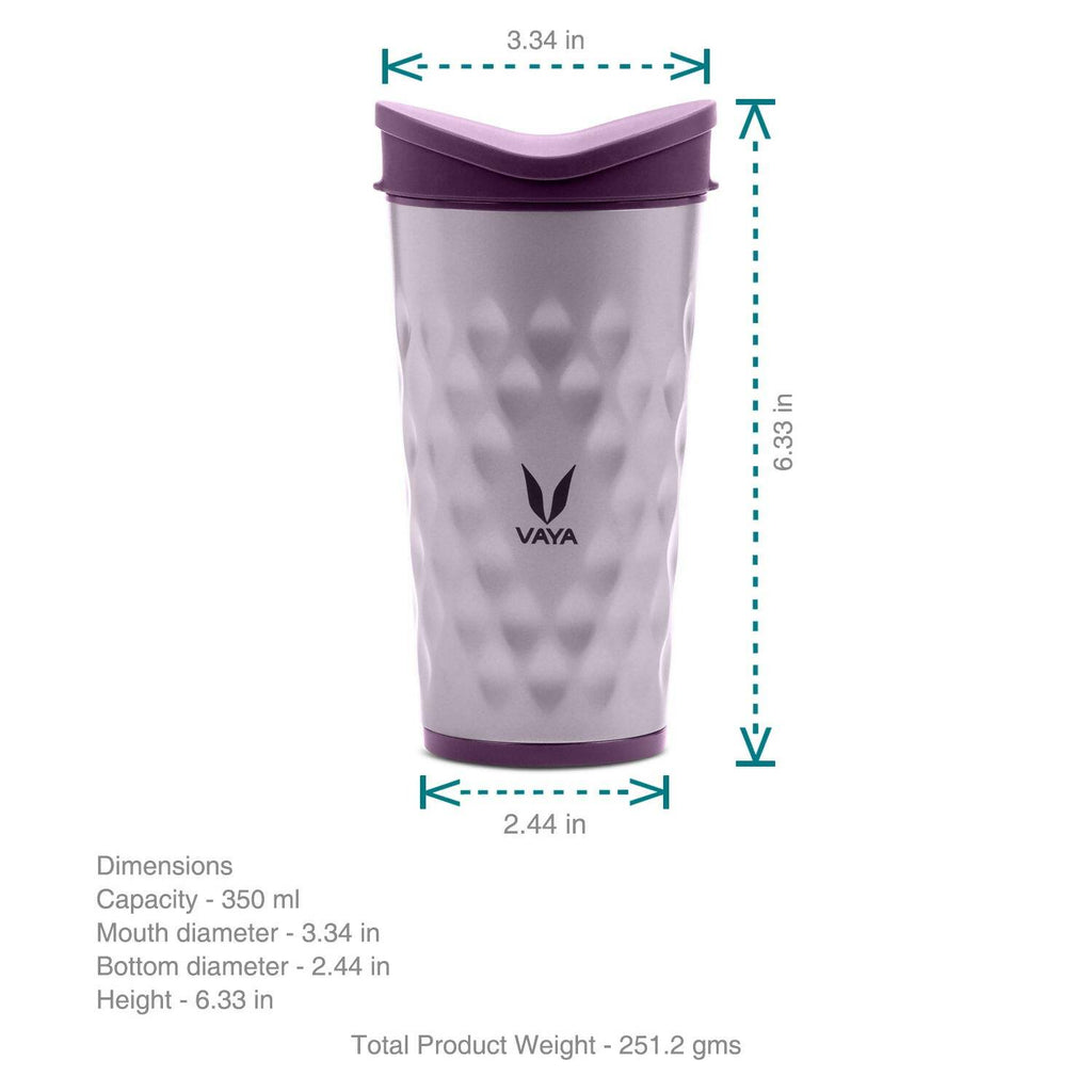 Vaya Drynk Stainless Steel Tumbler with Spill-Proof PediaSafe Lid - 350ml (Purple)