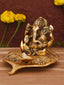 CraftVatika Gold Toned Aluminium Ganesh with Diya Idol