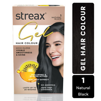Streax Gel No Ammonia 100% Grey Coverage Hair Color - Natural Black Main Image