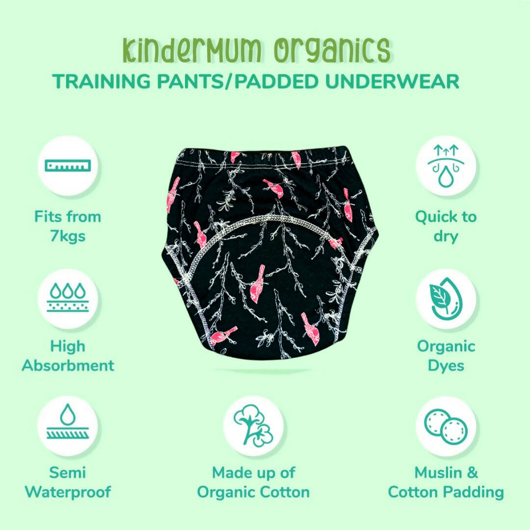 Kindermum Cotton Padded Pull Up Training Pants/ Padded Underwear For Kids Rugby Sparrow-Set of 2 Pcs