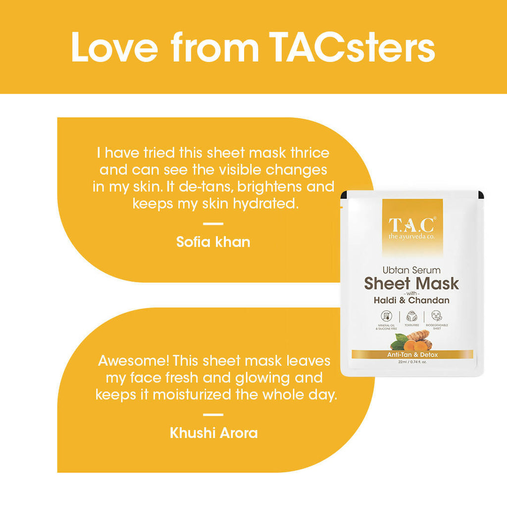 TAC - The Ayurveda Co. Ubtan Serum Sheet Mask | with Sandalwood, Saffron & Turmeric