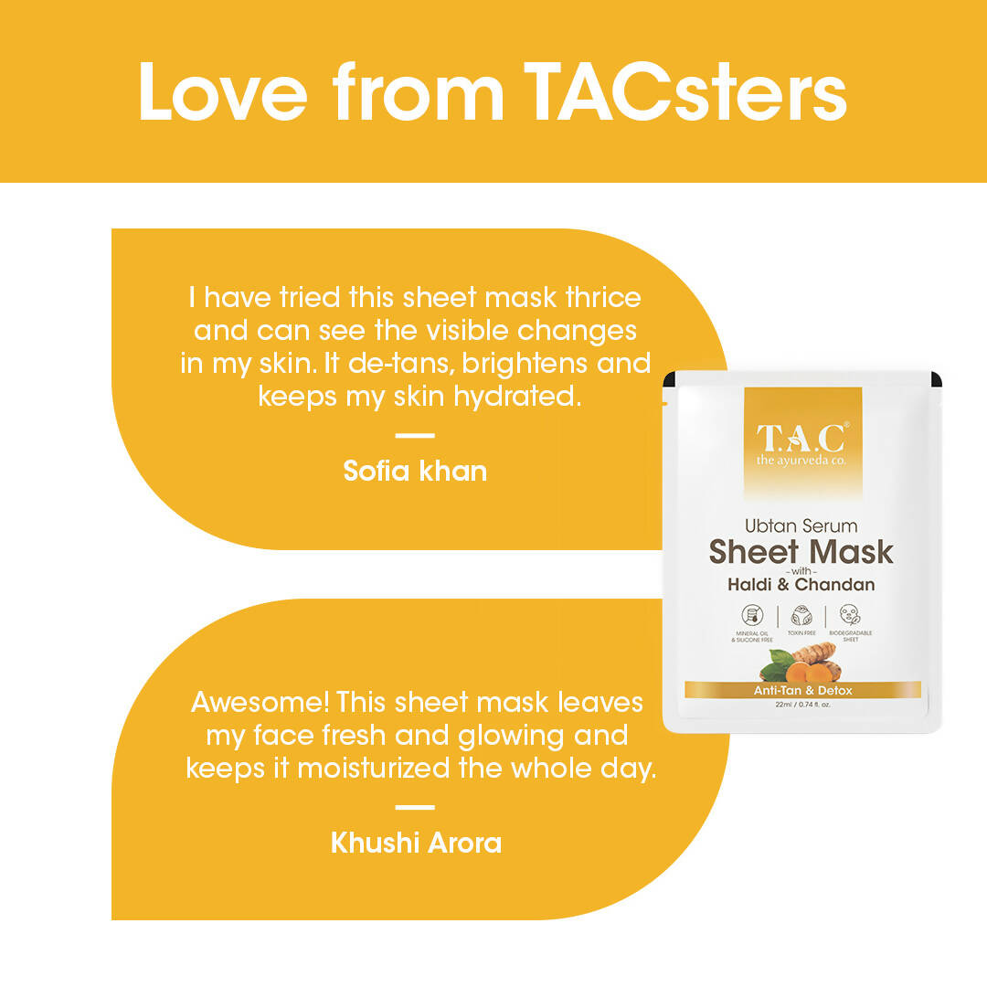 TAC - The Ayurveda Co. Ubtan Serum Sheet Mask | with Sandalwood, Saffron & Turmeric