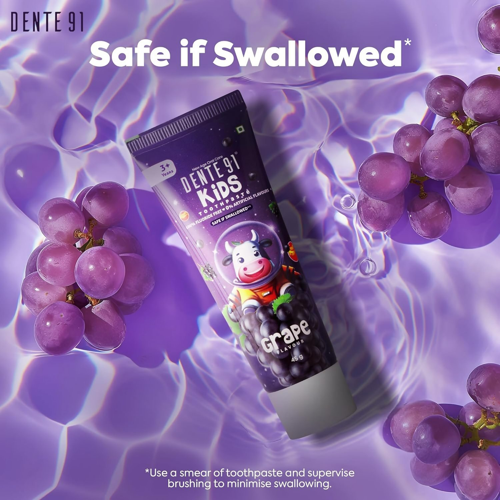 Dente91 Kids Toothpaste Protects Against Dental Caries & Hypersensitivity Fluoride Free Grape Flavour