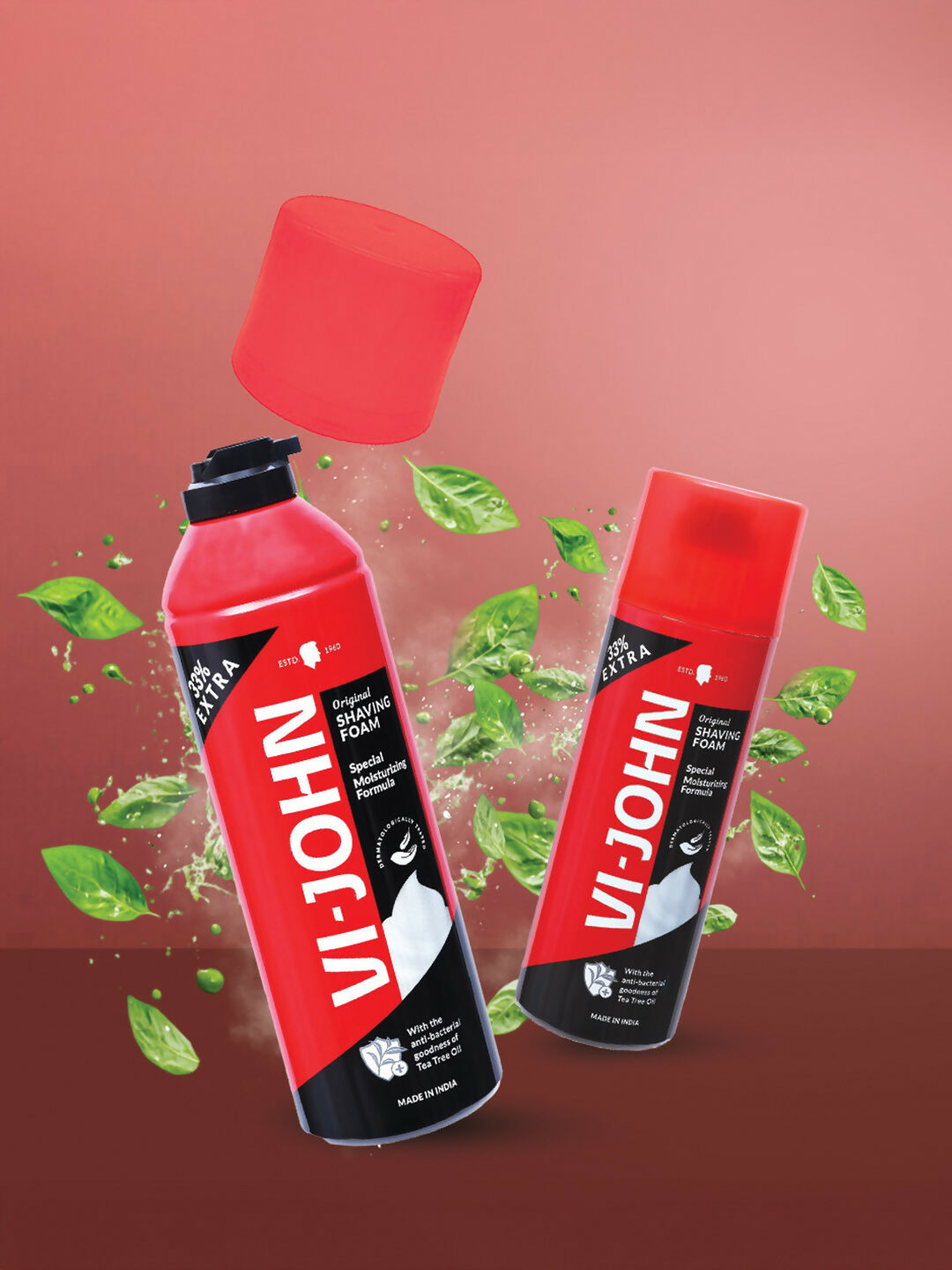 VI-JOHN Original Dermatologically Tested Special Moisturising Formula Shaving Foam with Vitamin E & Tea Tree Oil