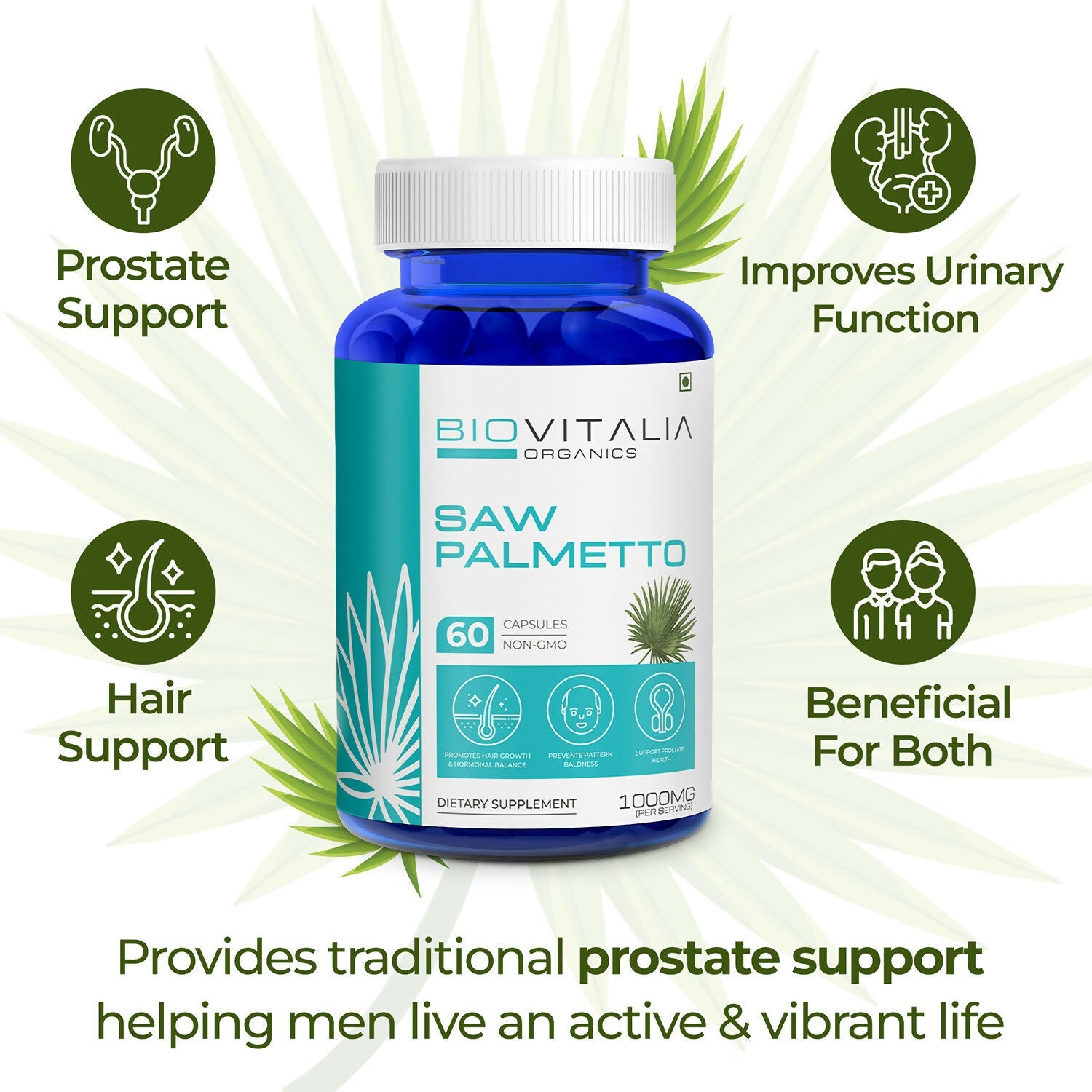 Biovitalia Organics Saw Palmetto Capsules For Hair Growth