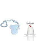 Safe-O-Kid Animal Design Silicone Pacifier/Soother With Holder Chain And Clip, Blue Bear