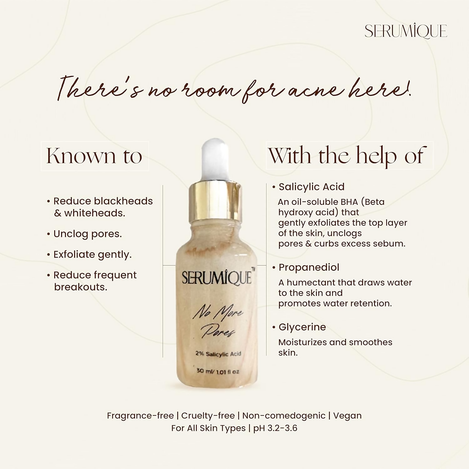 Serumique Salicylic Acid Face Serum No More Pores Starter Conc. 1%