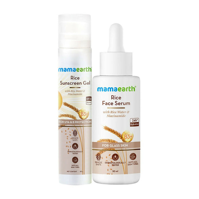 Mamaearth Rice Sunscreen & Serum Combo For Glass Skin Hover Image