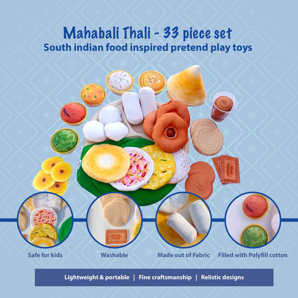 The Small Wonderland Mahabali set-33 Piece Set south Indian food inspired pretend play food set