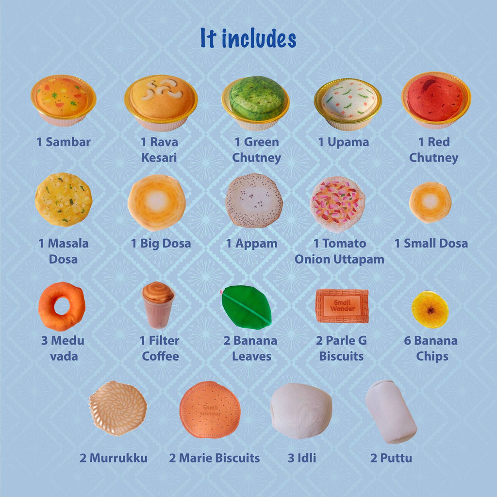 The Small Wonderland Mahabali set-33 Piece Set south Indian food inspired pretend play food set