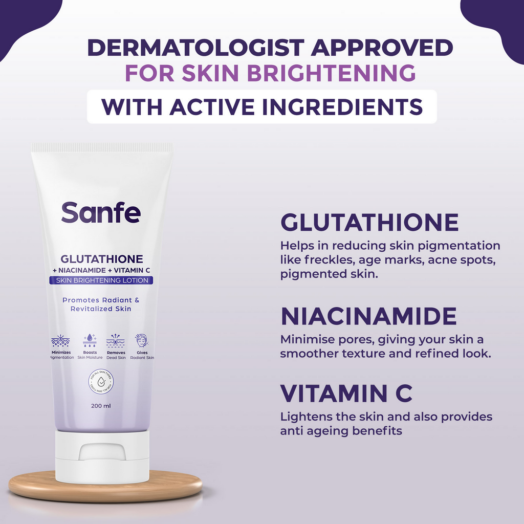 Sanfe Glutathione + Niacinamide + Vitamin C Skin Brightening Lotion
