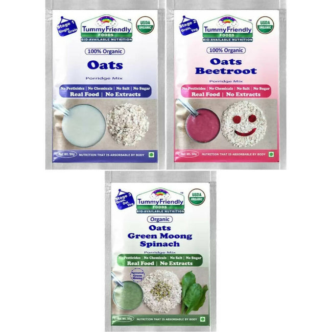 TummyFriendly Foods Certified Oats Porridge Mixes - Stage1, Stage2, Stage3 Hover Image