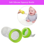 Safe-O-Kid Easy Set of 2 Squeezy Silicone Food Feeder Spoon (Soft Tip) Bottle- Green- 90mL