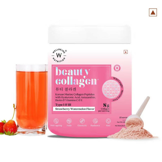 Wellbeing Nutrition Beauty Korean Marine Collagen Peptides - Strawberry & Watermelon Main Image