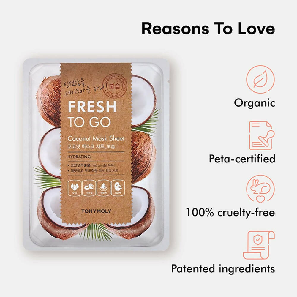Tonymoly Fresh To Go Coconut Mask Sheet Hydrating - Korean Skincare