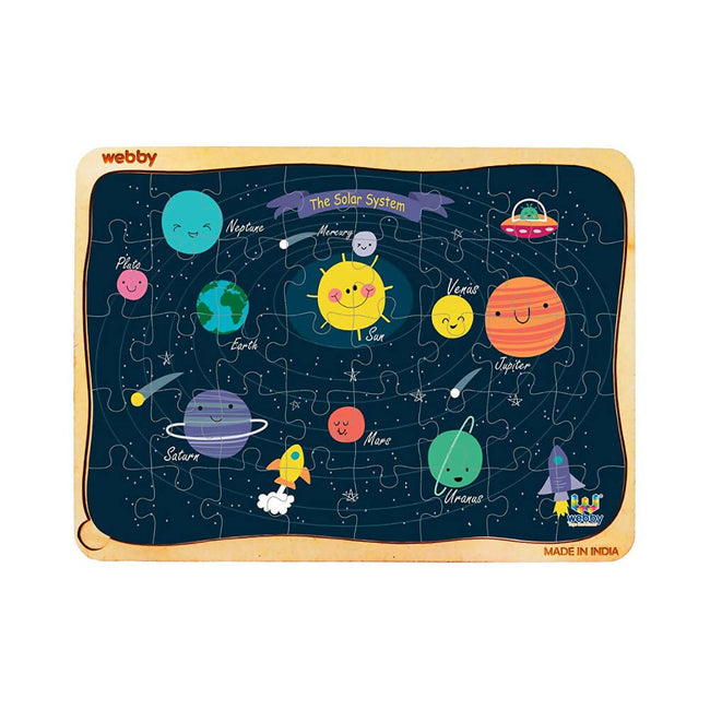 Webby Outer Space Solar System Wooden Jigsaw Puzzle - 40 Pcs Hover Image