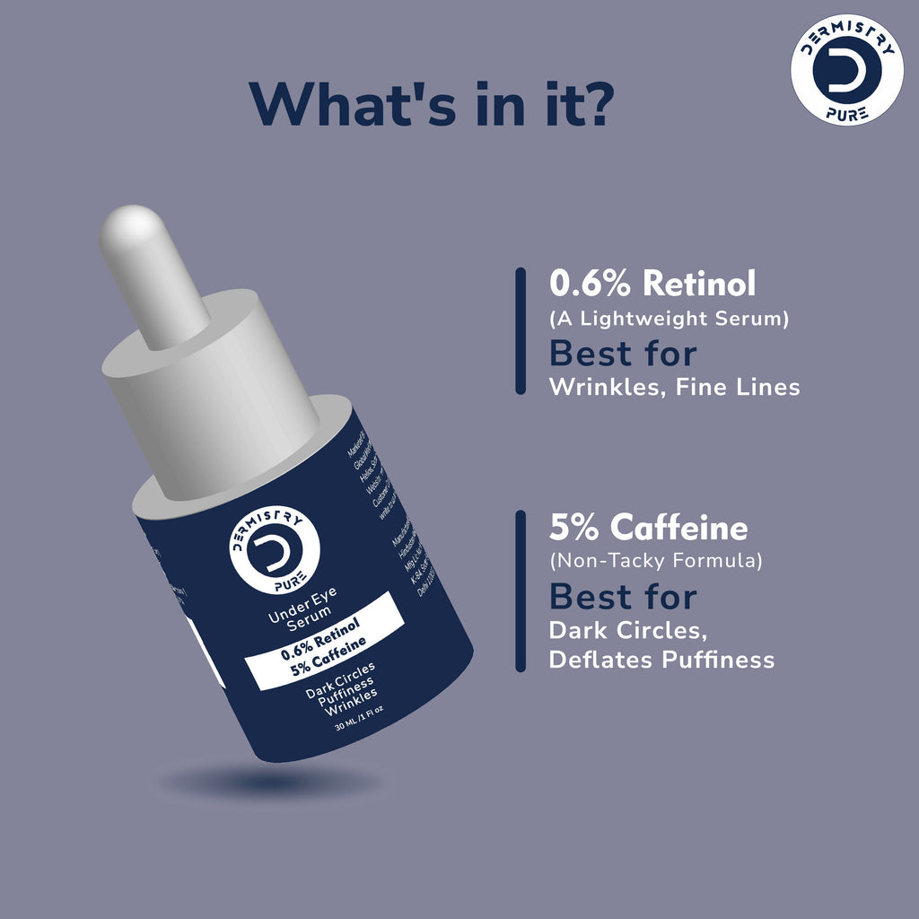 Dermistry 0.6% Retinol 5% Caffeine Under Eye Face Serum