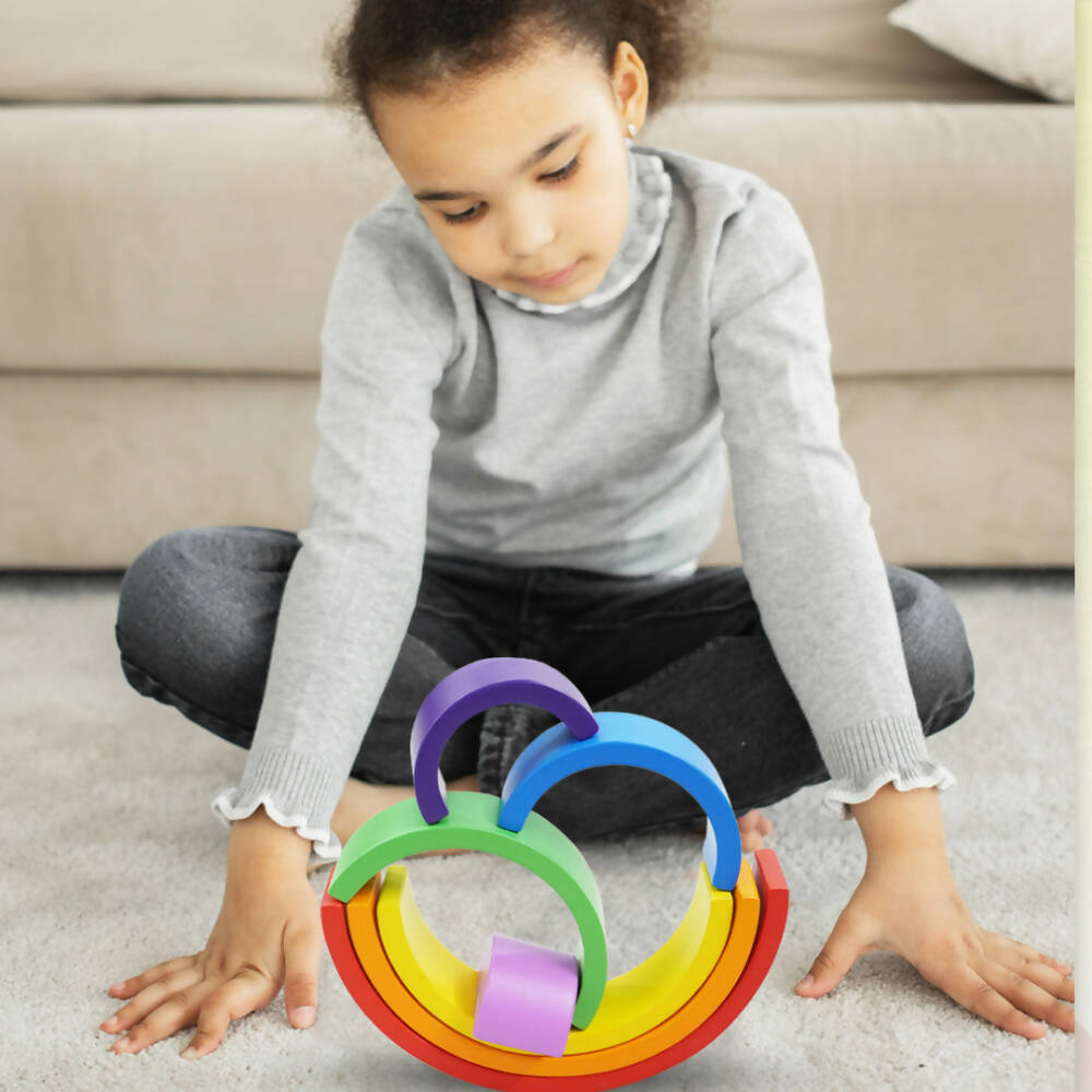 Matoyi Rainbow Colored Bowling Pin And Stacker Combo