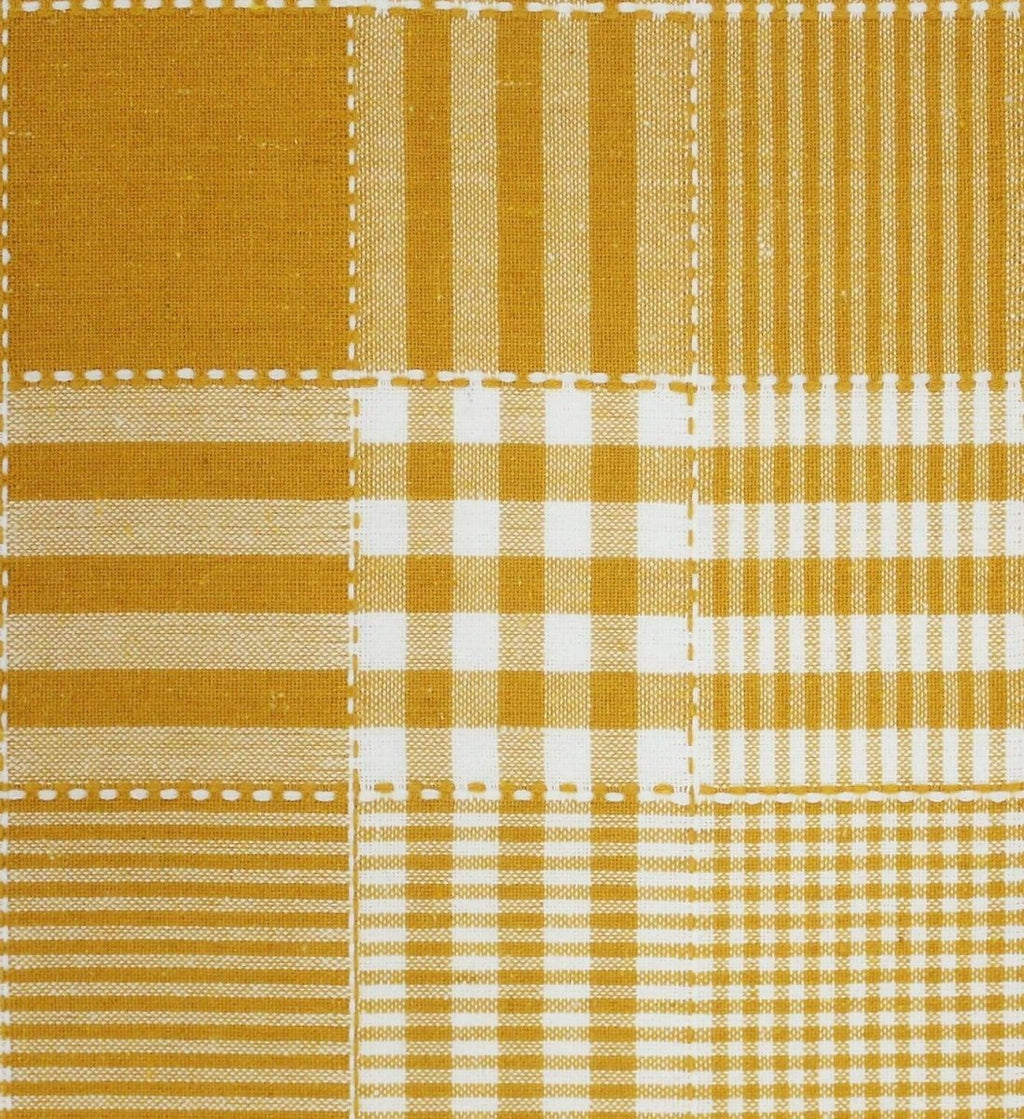 Airwill 100% Cotton Checkered Pattern 4 Seater Square Table Cover - Yellow