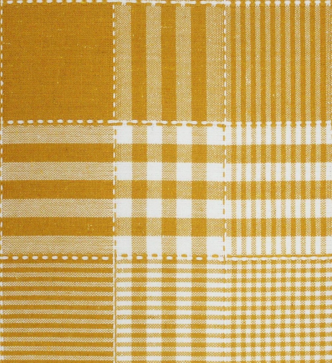 Airwill 100% Cotton Checkered Pattern 4 Seater Square Table Cover - Yellow