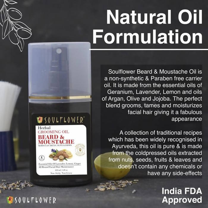 Soulflower Herbal Beard And Moustache Grooming Oil