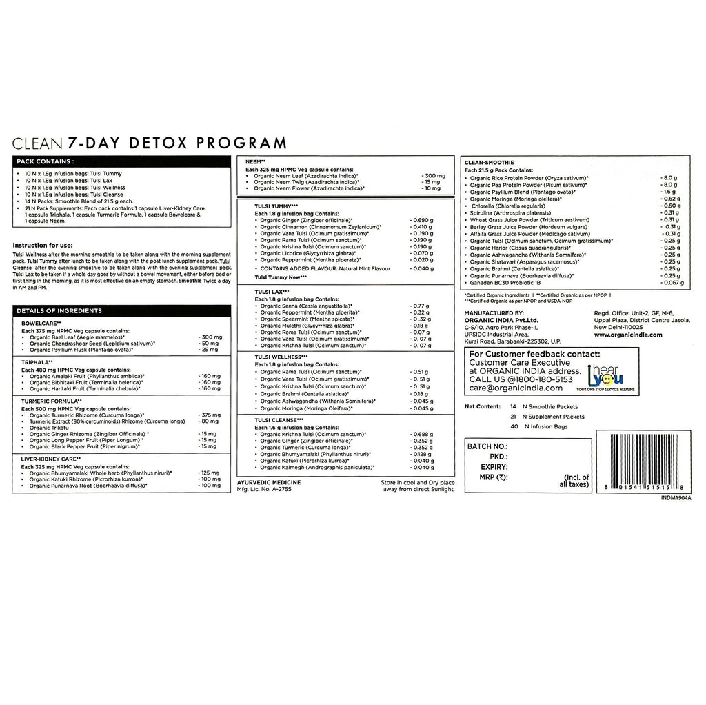 Organic India Clean 7 Days Kit